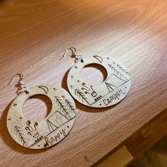Wood Burned Earrings - Picture 4 of 7